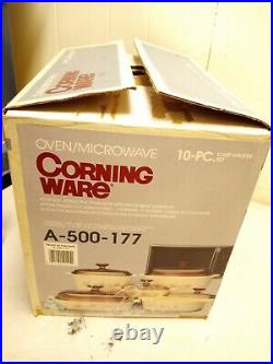 10-PC Vintage Corning Ware Forever Yours 1Qt, 2QT, 3QT, 5 QT NOS! A-500-177