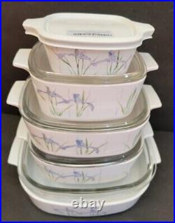 10 pc Corning Shadow Iris Casserole Dishes with Pyrex Lids + Corning Lid