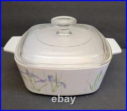 10 pc Corning Shadow Iris Casserole Dishes with Pyrex Lids + Corning Lid