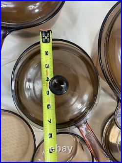 11 Pc Corning Ware Visions Amber Cookware Pots Pans Skillets Lids Lot Set Pyrex