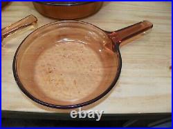 11 Piece Set Amber Vision Cookware By Corning Saucepans Skillets