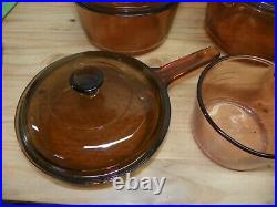 11 Piece Set Amber Vision Cookware By Corning Saucepans Skillets