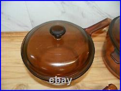 11 Piece Set Amber Vision Cookware By Corning Saucepans Skillets