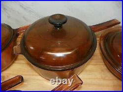 11 Piece Set Amber Vision Cookware By Corning Saucepans Skillets