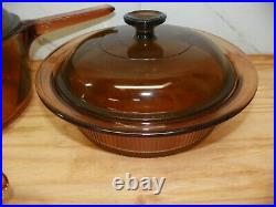 11 Piece Set Amber Vision Cookware By Corning Saucepans Skillets