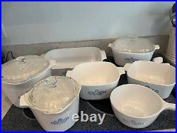 12 Piece Vintage Corning Ware Blue Cornflower Pyroceram Cookware Casserole