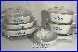 12 pc Set Vintage Corning Ware Blue Cornflower Casserole Baking Dishes with lids