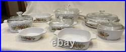 13 pieces of Vintage SPICE OF LIFE Corning Ware 1984 with interchangeable lids