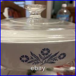 1958 1959 CORNINGWARE VTG G1 Embossed Bottom Stamp B-33 Blue Cornflower Dish