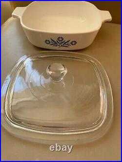 1961-66 Vintage Corning Ware 1 Qt Blue Cornflower Casserole Dish P-1-B With Lid