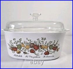 1972 Vintage Corning Ware 5 Liter A-5-B Spice Of Life L'Echalote La M, & Le Ro