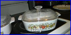 2 Vintage Corning Ware Spice Of Life La Marjolaine A-2-B Casserole Dish withLid
