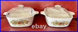 2 Vintage Corning Ware'Spice of Life' 2 3/4 Cup Casseroles w. Lids