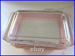 2 Vintage Stacking PYREX PINK DAISY Flower Space Saver Casseroles With Lids