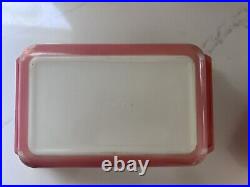 2 Vintage Stacking PYREX PINK DAISY Flower Space Saver Casseroles With Lids