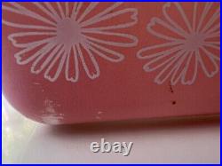 2 Vintage Stacking PYREX PINK DAISY Flower Space Saver Casseroles With Lids