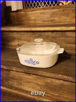 2 qt Quart casserole dish Rare A-2-B Corning Ware Blue Cornflower Vintage
