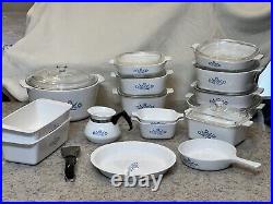 26 piece cornflower corning ware set. See pictures for sizes of dishes