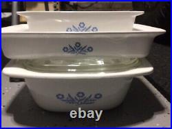 3 Piece Assorted Vintage Corning Ware Blue Cornflower Baking Dishes