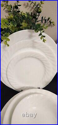 34pc Vintage Corelle Enhancements White Swirl Service/4 withPasta & Berry Bowls +