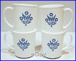 4 Vintage Corning Ware Blue Cornflower Coffee Mugs Cups 3 7/8