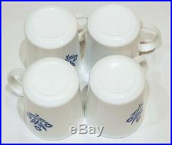 4 Vintage Corning Ware Blue Cornflower Coffee Mugs Cups 3 7/8