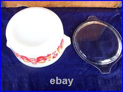 6 Pcs. Vintage PYREX Friendship Casseroles & Lids, #475-B 474-B 473