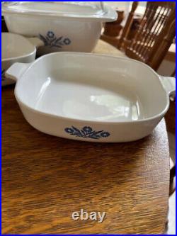 6 pc Set Vintage Corning Ware Blue Cornflower Casserole Baking Dishes w 2 lids