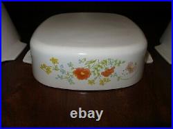 6 pc Set Vintage Corning Ware Wildflower Casserole Baking Dishes with lids