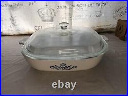 60s 70s Vintage Blue Cornflower Corning Ware P-10-B With Lid P-10-C-1 Made in USA