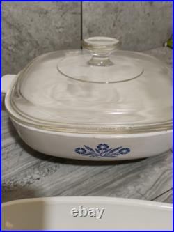 6pc Corning Blue Cornflower W Dutch Oven Casserole Dish Vtg Rare Pyroceram Stamp