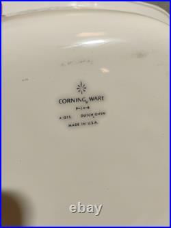 6pc Corning Blue Cornflower W Dutch Oven Casserole Dish Vtg Rare Pyroceram Stamp