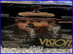 7 Piece VISION CORNING USA France Vision Ware Amber Glass Cookware V-268