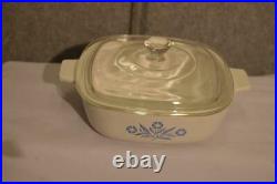 7 Pieces Of Vintage 1970's Corning Ware Blue Cornflower 1 Missing LID Excellent