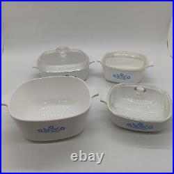 7 pc Set Vintage Corning Ware Blue Cornflower Casserole Baking Dishes