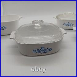 7 pc Set Vintage Corning Ware Blue Cornflower Casserole Baking Dishes