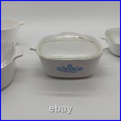 7 pc Set Vintage Corning Ware Blue Cornflower Casserole Baking Dishes