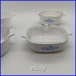 7 pc Set Vintage Corning Ware Blue Cornflower Casserole Baking Dishes