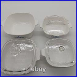 7 pc Set Vintage Corning Ware Blue Cornflower Casserole Baking Dishes