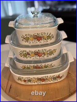 8 pc RARE Vintage Corningware Spice of Life Casserole Baking Dishes with lids