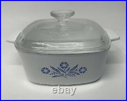 8 pc Set Vintage Corning Ware Blue Cornflower Casserole Baking Dishes with lids