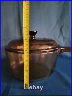 9 pc Vision Corning Ware Amber Glass Skillet with Pots and Matching Lids