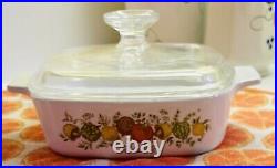 Authentic Vintage Corning Ware A-1-b Lechalote Spice Of Life Pryex Glass Top