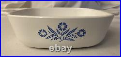 BLUE CORN FLOWER CORNING WARE P-1-B. 1 Qt Made in USA