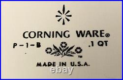 BLUE CORN FLOWER CORNING WARE P-1-B. 1 Qt Made in USA