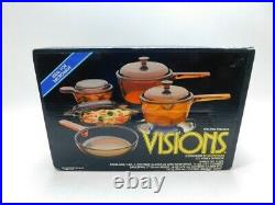 BRAND NEW! Visions By Corning Ware AMBER 9-Pc Set Cookware Vintage SEALED