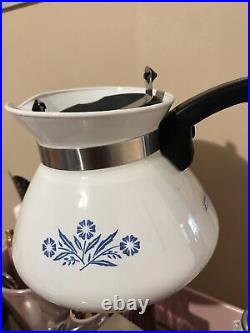 Backstamp 1960s Vintage Corning Ware Blue Cornflower 6 Cup Teapot with lid
