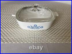 Blue Corn Flower Corning Ware P-1-b 1 Qt. Made In U. S. A For Range & Microwave