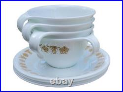 Butterfly gold, Set for 4, Vintage Corelle dinnerware, Corning Ware dishes