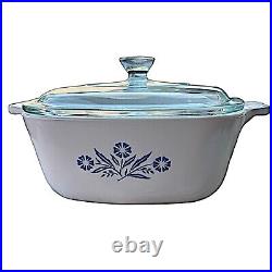 CORNING WARE Vintage P-1 1/2-B Blue Cornflower 1 1/2Qt Caserole withLid 16 P-7-C